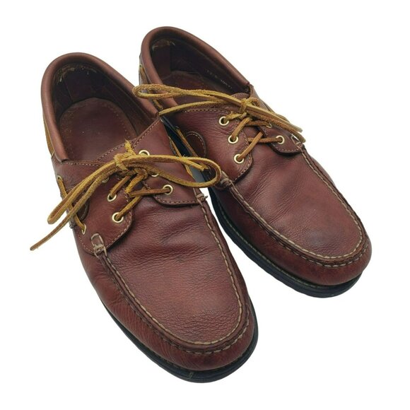 Allen Edmonds Millbridge Brown Leather Boat Shoes 12 B Goodyear Soles Broke Lace main image 10